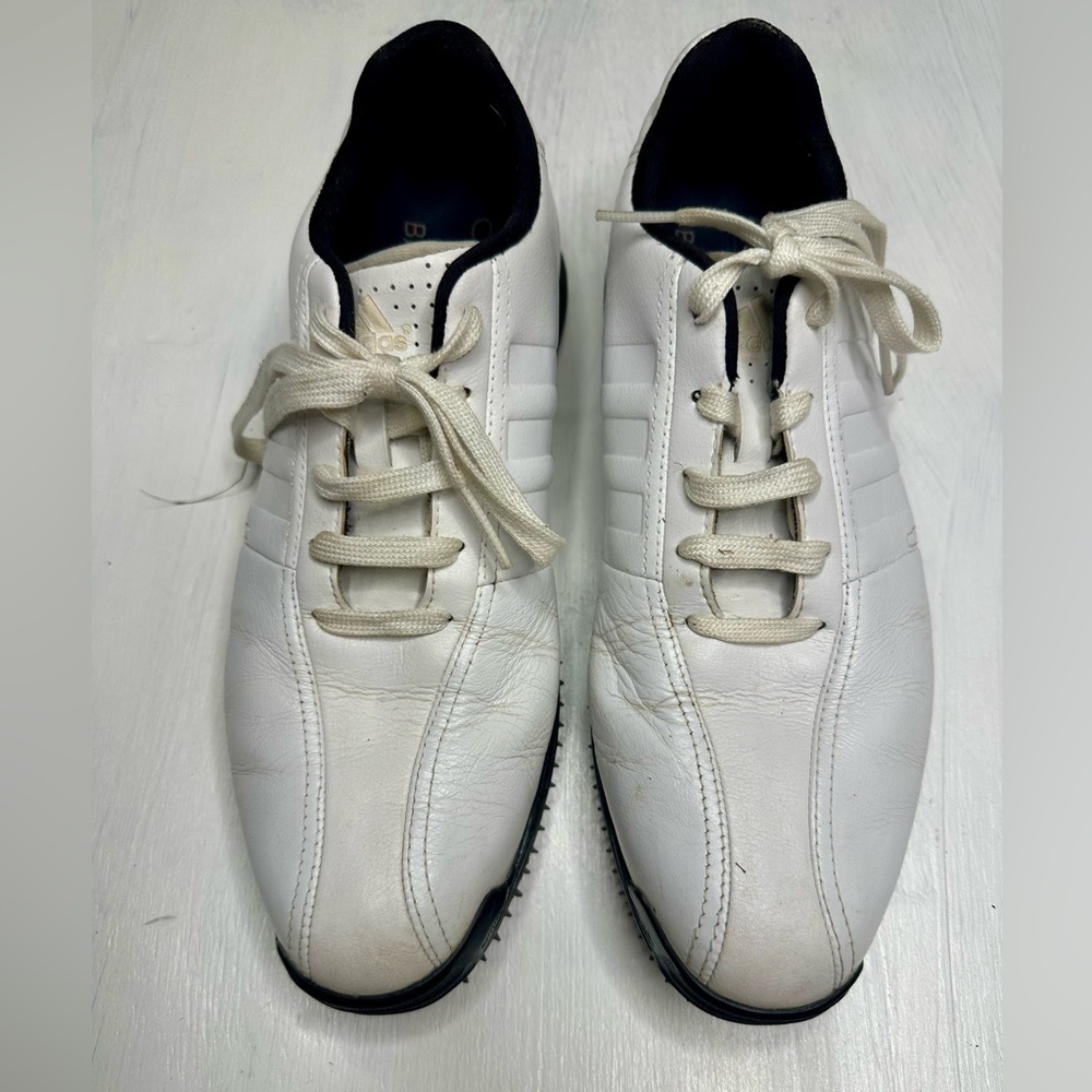 Adidas Greenstar Golf Shoes Men’s 9 – White Leather – Torsion System - Picture 2 of 9